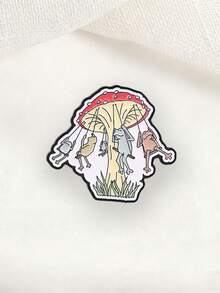 Mushroom Swing Frogs Enamel Pin Fairy Tale Cartoon Frog Lapel Badge Metal Brooch For Backpack Jacket Cute Accessory Gift - Multicolor - View 5