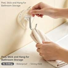 10/20/30pcs Strong Transparent Self-Adhesive Wall Hooks, Casual Style, No Drilling Easy Installation, Plastic Heart-Shaped Practical Hooks, Suitable For Kitchen And Bathroom, Wall-Mounted Storage Rack, Bathroom Storage Shelf - Multicolor - View 2