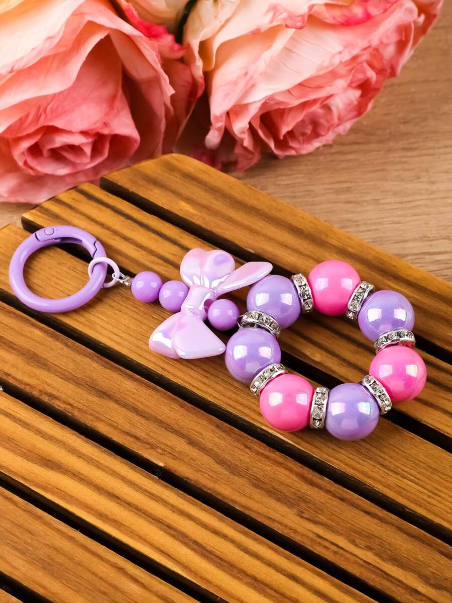 Bowknot Beaded Wrist Strap Bag Charm, Sweet Style Keychain, Creative Bag Decoration, Gift For Best Friends And Sisters, Party Prize - 2905 - View 1