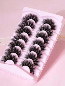 7 Pairs 8D Faux Mink False Eyelashes, Thick Fluffy Messy Wispy Full Strip Lashes, European And American Bold Makeup Style - View 3