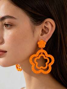 1 Pair Personalized European And American Style Double Layer Water Drop Leopard Print Earrings, Suitable For Daily Commute And Party Events - Leopard - View 13