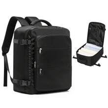 Large Capacity Carry-On Travel Backpack For Men And Women, Multifunctional Portable Hand Luggage Bag, Built-In Laptop Compartment, Multi-Layer Storage Pockets, Waterproof And Wear-Resistant Fabric, Expandable Large Capacity, Suitable For Short Business Trips, Weekend Getaways, Commuting And School, Luggage Strap Compatible, Lightweight And Durable, Minimalist Business Style Travel Backpack, Fashionable Versatile Black Travel Storage Backpack, Meets Short-Distance Travel Storage Needs - Multicolor - View 2