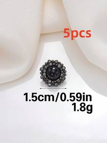 5pcs Luxury Round Pearl Rhinestone Inlaid Zinc Alloy Buttons, Decorative Sewing Fasteners For Suit, Overcoat, Garment DIY Decoration - Multicolor - View 12