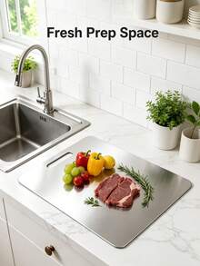 1/3pcs High-Quality Stainless Steel Double-Sided Cutting Board - Thickened, Mildew-Proof, Suitable For Kitchen And Restaurant Use, Easy To Clean With Water, Double-Sided, Suitable For Meat, Vegetables, And Fruits, An Essential Kitchen Utensil For Every Household. - View 7