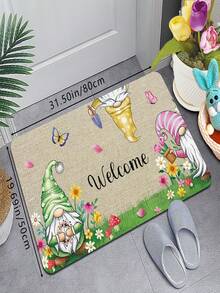 1pc Christmas Creative Multi-Color Spring/Summer Butterfly & Dwarf Sponge Print Floor Mat, Soft Non-Slip Absorbent Velvet Carpet, Perfect Christmas Home Decor For Living Room, Sofa Front, Bedside, Kitchen, Hallway, Bathroom, Bedroom, Outdoor Rug, Outdoor Decoration, Christmas Decoration - A - View 2
