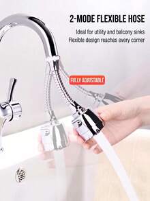 1pc Kitchen Faucet Extender, 360° Rotating Faucet Aerator, 2 Spray Modes, Single Hole Installation Water-Saving Nozzle, Durable Round ABS Material, Suitable For Sink And Shower Faucet Accessories - Multiple Styles and Colors - View 2