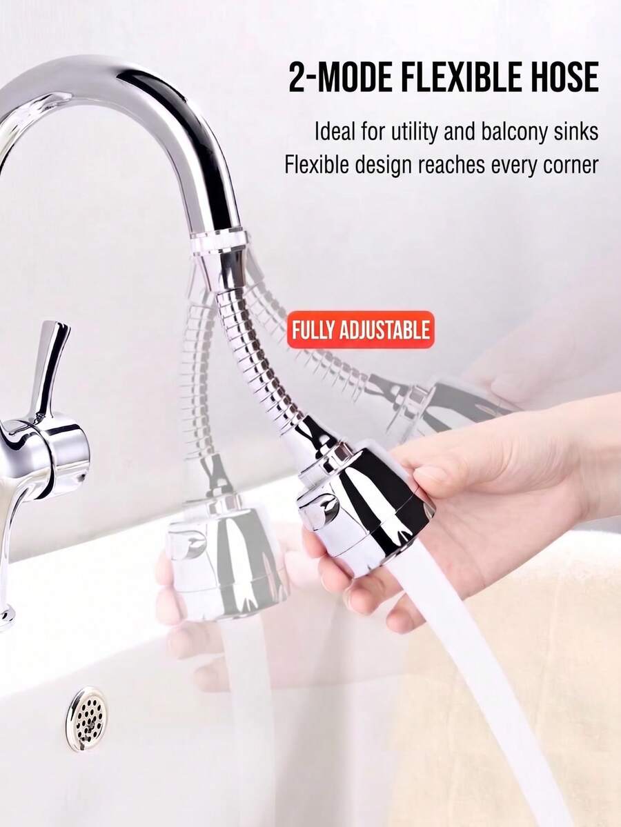 1pc Kitchen Faucet Extender, 360° Rotating Faucet Aerator, 2 Spray Modes, Single Hole Installation Water-Saving Nozzle, Durable Round ABS Material, Suitable For Sink And Shower Faucet Accessories
