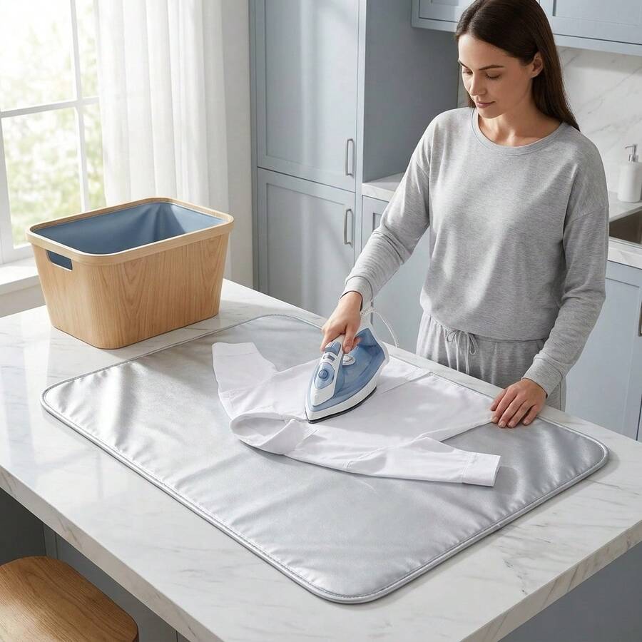 Portable Quilted Silver-Coated Ironing Pad, Foldable, Suitable For Washing Machine, Dryer, Desktop And Other Scenarios, Convenient For Ironing Clothes Anytime, Suitable For Travel And Home Use