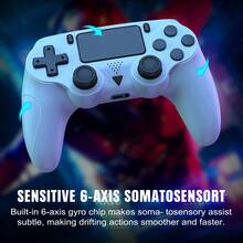 White P4/PC Wireless Controller, Multi-Touch Panel + Six-Axis Gyroscope, Turbo Burst Function, Four-Zone Vibration, 600mAh Battery, 2-Hour Charging For 7-9 Hours Of Play, 3.5mm Headphone Jack, ABS White, Great For Fighting Game Enthusiasts/PC Gamers - View 9