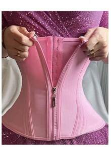1pc Multi-Size Waist & Abdomen Shaping Breathable Elastic Fabric Waist Trainer For Daily Casual Wear - Pink - View 8