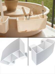 [Ceramic Tool Storage]White 3-Slot Adjustable Pottery Wheel Tool Rack, Ceramic Tool Storage Holder, Ceramic Tool Rack, Tool Storage Box, Multifunctional Storage Box, Brush Storage, Makeup Brush Storage,Suitable For Studios & Craft Lovers ﻿ - Multicolor - View 6