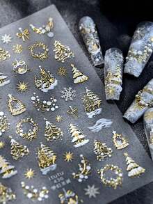 Christmas-Themed Stickers Featuring Snowflakes, Christmas Trees, Stars, And Bows For Decorating Journals DIY Stickers Suitable For Stationery And Office Supplies - A - View 1