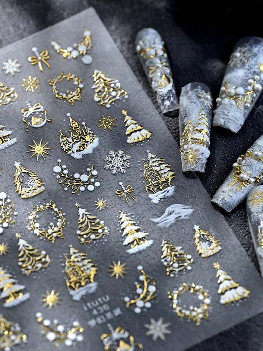 Christmas-Themed Stickers Featuring Snowflakes, Christmas Trees, Stars, And Bows For Decorating Journals DIY Stickers Suitable For Stationery And Office Supplies - A - View 1