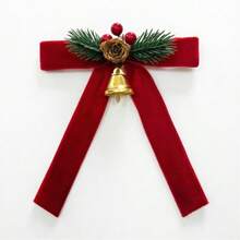 Christmas Velvet Bow Bell Hanging Ornament, Christmas Tree Decoration, Scene Decor, Door Hanging - Multicolor - View 12