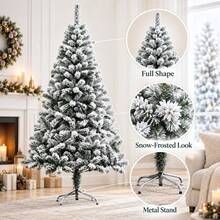 Christmas White Realistic Artificial Snow High-End Velvet Snow Pine Tree, 60cm-240cmwith Added Snow, Christmas Velvet Tree. - White - View 4