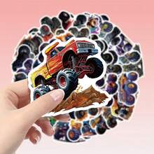 50pcs Cool Monster Truck Pattern Stickers, Fun Decorative Stickers Suitable For Car Decals, Bumper Stickers, Laptop Stickers, Add Fun To Your Life, Birthday Gift, Easter Gift, Christmas Gift, Valentine's Day Gift, Perfect Gift Choice, Perfect Gift For Back To School Season - 50pcs - View 7