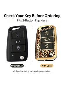 2PCS New Leopard Print TPU Soft Shell Car Key Cover + Leopard Print Leather Rope Keychain, Multiple Styles Available, Suitable For Various Scenarios, Minimalist Business Style, Scratch-Resistant, Anti-Drop + 0.1mm Ultra-Thin Ultra-Quiet | 3-Button Folding Precise Fit For Compatible Models (Includes Installation Screwdriver), Anti-Drop, Wear-Resistant, Portable Design, 360° Signal Protection, Anti-Fingerprint Coating, Long-Lasting Like New [Please Check Detail Page For Compatible Models] - Leopard Print #10 - View 2
