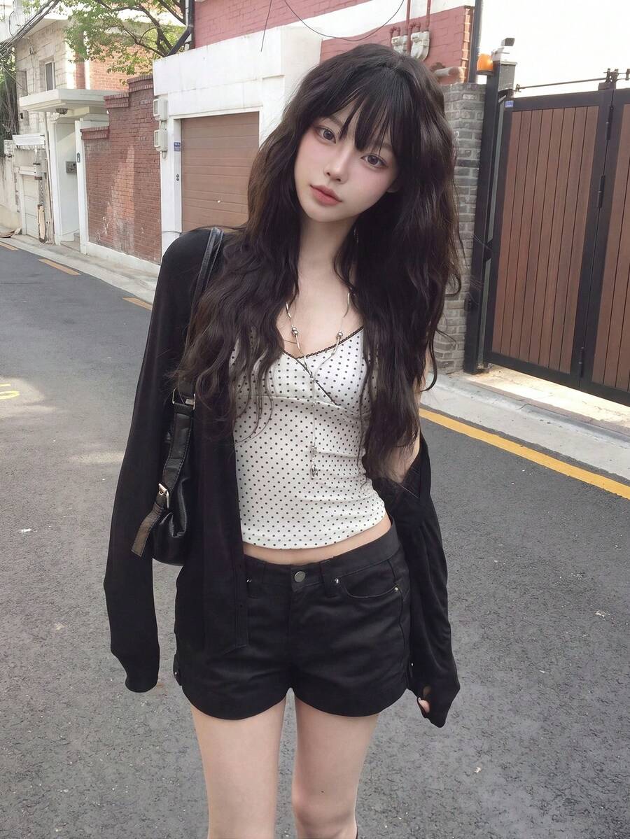 女款純色休閒百搭日常穿搭開襟衫 黑色 秋季 - 黑色 - 查看 1