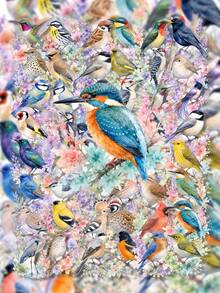 50Pcs Spring Birds & Flowers Clear PET Decor Stickers, Hand-Drawn Illustrations Of Watercolor Birds, Lavender And Fresh Green Leaves, Transparent PET Material, For Journal Collage, Kuka Card, Water Bottle, Luggage, Spring Nature DIY Decor - Multicolor - View 3