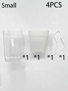 Maceta transparente de doble capa con autorriego, etiquetas para plantas, cuerda de algodón, maceta de plástico con escala, maceta de autorriego para suculentas de interior, decoración de escritorio para el hogar y la oficina - Multicolor - Ver 17