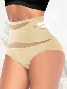 MIOTAN Women's High Waist Triangle Panties Soft, Comfortable, Cross Strap Design - Apricot - View 1