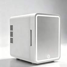 SMEGGEMS 4L 便攜式雙用途保養迷你冰箱，附可調式 LED 化妝鏡，冷熱雙功能，適合存放化妝品、零食與飲料，適用於臥室、辦公室與車內使用 - 白色 - 查看 2