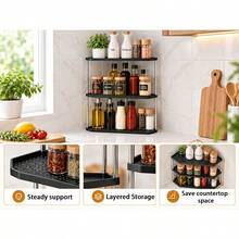 Triangular Storage Rack, Kitchen Spice Organizer, Cosmetic Makeup Holder, Bathroom Organizer, Office Desk Display Shelf, Corner Triangular Rack, Multi-Layer Wall Mount Storage, Corner Storage Solution, Suitable For Bathroom, Kitchen, Bedroom, Living Room - Multicolor - View 8