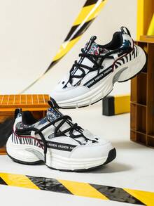 Men's Athletic Shoes: Shock-Absorbing, Stylish, Minimalist, And Versatile-Perfect For Travel, Fitness, Gym Workouts, And Outdoor Activities - Black and White Negative - View 3