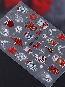 5D Embossed Cute Gingerbread Man Christmas Nail Stickers, 2pcs/Pack, Christmas Candy Cane, Reindeer, Snowflake 3D Nail Art Stickers, Self-Adhesive Nail Decoration, DIY Nail Art - Multicolor - View 9