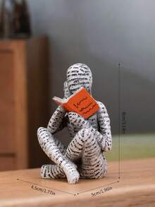 1pc Resin Read A Book Character Profiling Office And Home Furnishings Desktop Decoration Best Gifts Birthday Graduation - Multicolor - View 2