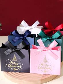 10pcs Christmas Gift Boxes With Ribbons, Festive "Merry Christmas" Design, Suitable For Personal Or Commercial Use, Elegant Wedding Gift Boxes, Perfect For Birthday And Holiday Decor, Party Favors, Christmas, Wedding And Valentine's Day - View 7