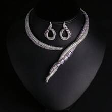 1 Set Women's Fashion Jewelry Set, Exquisite Gemstone Necklace And Earrings Set, Open Design, Women's Choker, Women's Fashion Jewelry, Elegant Elegant Accessory, Gift - Jewelry Set - View 4