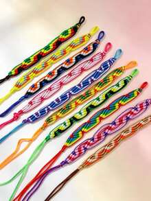 11/22 Pcs Kids Hand Braided Friendship Bracelets, Adjustable Colorful Woven String Wristbands, Boho Festival Jewelry Gift For Girls Boys - SZ001-010 - View 4
