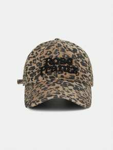 1pc Men's Leopard Print Baseball Cap, Vintage Washed Embroidered Soft Top Hat, Casual Adjustable Fashion Trucker Cap, Y2K Street Style Sun Hat - Vertical Letter Double Embroidery - View 12