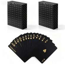 Black Gold Diamond Pattern PVC Plastic Playing Cards, Waterproof, Washable, Flexible, Different From Ordinary Paper Playing Cards. Applicable Scenes: Texas Hold'em, Board Games, Magic Performances, Card Flourishing Practice, Collection Gifts, Party Entertainment - Multicolor - View 6