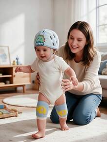 2pcs/Set Baby Anti-Fall Hat And Knee Pads Set, Toddler Learning To Walk Anti-Collision Head Protection Cap, Infant Crawling Head And Knee Protection Combination, Breathable Soft Walking Protection Gear, Cute Cartoon Knee Pads, Suitable For All Seasons. Also Suitable As Holiday Gift For Christmas, Halloween And Other Occasions. - Baby Head Protector + Knee Pads - View 6