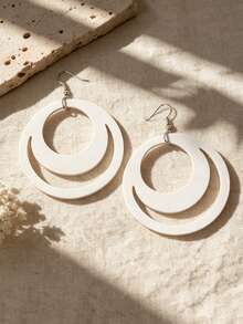 MARLIWOO 1 Pair Vintage Personalized Round Hoop Earrings, Double Layer Leather Earrings, Fashion Exaggerated Style For Ball, Banquet, Party Jewelry - Multicolor - View 11