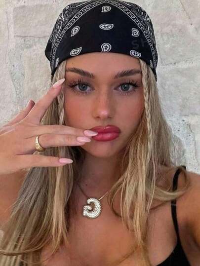1PC Fashion Paisley Print Novelty Handkerchief Headband Denim Bohemian Style Suitable For All Seasons Square Scarf