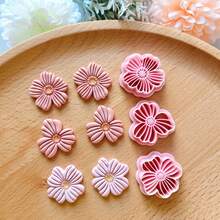 Light Oxygen Flower Cluster Polymer Clay Cutting Mold, Multi-Petal Small Flower Shape, Radial Hollow Texture Petal Design Clay Cutting Mold, DIY Handmade Earring Pendant Brooch Making Tool, Suitable For Polymer Clay, 3D Printed Process, Clean Cut, Handmade Jewelry Floral DIY Craft Accessory, 3D Printed Process, Clean Cut, Handmade Jewelry Floral DIY Craft Accessory - Flowers - View 1
