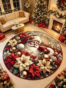 1pc 3D Realistic Santa Claus Plush Carpet, Decorative Rug, Bedroom Decor, Small Rug, Carpet, Home Decor, Living Room Carpet, Living Room Small Rug, Bedroom Carpet, Living Room Home Decor - Multicolor - View 1