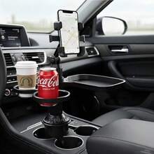 1pc 360° Rotating Car Tray, ABS Material Multi-Function Car Cup Holder With Detachable Tray, Adjustable Base And Dual Cup Holders, Practical Car Interior Accessory, Can Hold Small Items, Suitable For Car Dining And Drinking - One Size - View 1