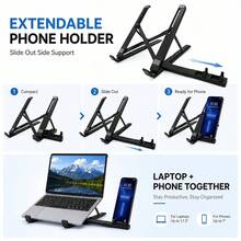 3-In-1 Laptop, Tablet And Mobile Phone Stand, 360° Rotatable And Foldable Desktop Stand, Multi-Angle Adjustable, Lightweight And Portable Stand, Compatible With Smartphones, Tablets And Laptops - View 8