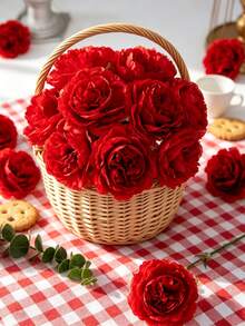 38pcs Red Artificial Peony Flower Heads, Silk Fake Flower Heads, Artificial Peony, Suitable For Wedding Party Decoration, Home Living Room Decoration, Autumn Thanksgiving Decoration, Harvest Table Centerpiece Decoration, Gift For Girls - Red - View 7