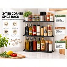Triangular Storage Rack, Kitchen Spice Organizer, Cosmetic Makeup Holder, Bathroom Organizer, Office Desk Display Shelf, Corner Triangular Rack, Multi-Layer Wall Mount Storage, Corner Storage Solution, Suitable For Bathroom, Kitchen, Bedroom, Living Room - Multicolor - View 3