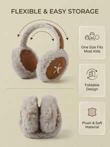 1pc Children's Autumn/Winter Thermal Lined Thick Ear Muffs, Starfish Design Warm & Cold-Proof Ear Protectors - Multicolor - View 4
