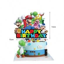 Happy Birthday-tårtdekorset, cupcake-toppers, tecknade spel-tårtdekorationer, tematiska tårtpinnar för födelsedag, Halloween, Thanksgiving och jul - Multifärgad - Visa 5