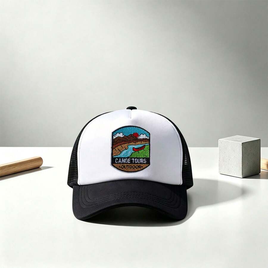 1pc Unisex Cloud Pattern Fun Sponge Mesh Trucker Hat Baseball Cap , Suitable For Daily Use, Travel, Hiking, Mountain Climbing, Beach Vacations