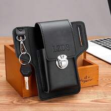 Belt Phone Holster Metal Push Lock Keyring Utility Waist Pouch Tool Belt Bag For Men - Black - View 2
