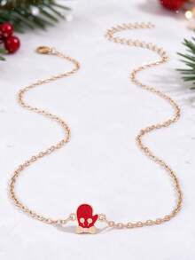 1pc Girls Christmas Pendant Necklace, Cute Enamel Christmas Tree Gingerbread Man Snowflake Pendant Necklace, Holiday Party Jewelry Gift - Multicolor - View 12