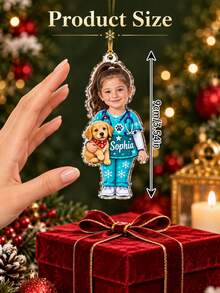 1pc Custom Kids Photo Career Christmas Ornament,Vet Chef Scientist Firefighter Astronaut Builder Custom Face Tree Decor,Holiday Keepsak,Christmas Gift - Cadet Blue - View 7